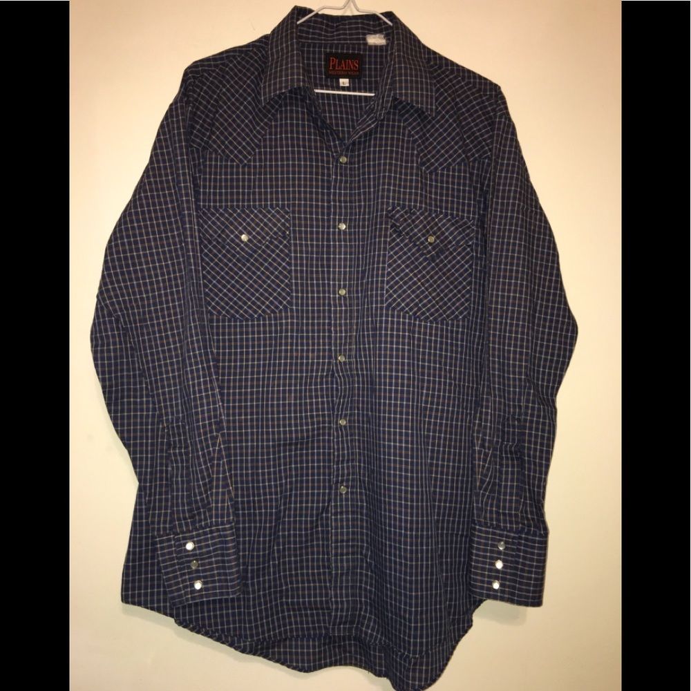 Plains Western Wear Cowboy Long Sleeved Shirt Large